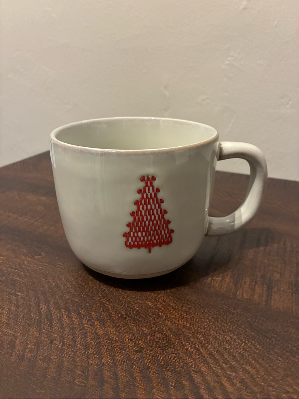 Hearth & Hand White Ceramic Mug with Red Tree Motif